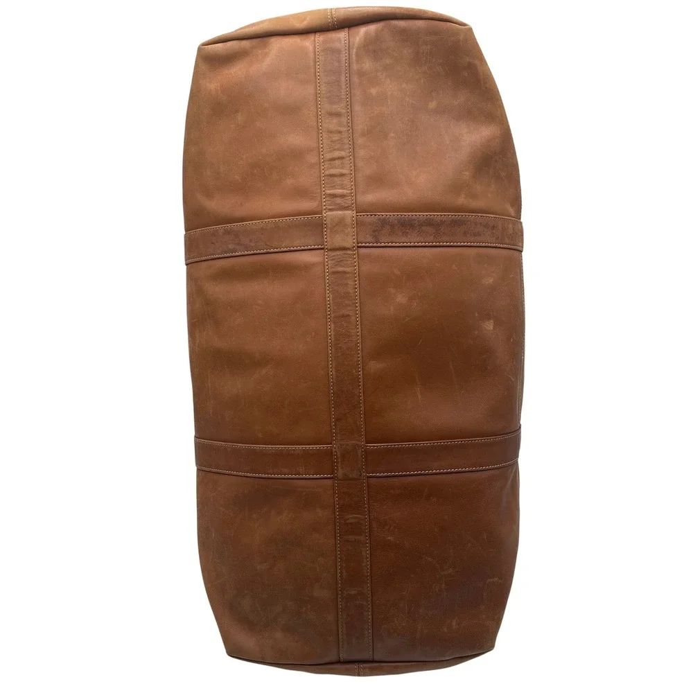 Vintage Coach British Tan Leather Duffle Bag USA Made Weekender 234-0550